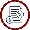 financial documents with percentage symbol icon
